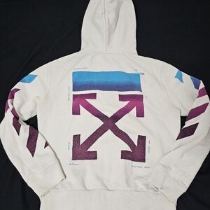 Off-White c/o Virgil Abloh Zip Hoodie Men’s Small White Purple Blue Diagonal